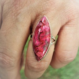 Crazy lace agate sterling silver ring size 6 NWOT